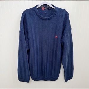 Chaps X Ralph Lauren Blue Chevron Pattern Hand Framed Crewneck Sweater XL